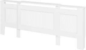 HOMCOM Osłona grzejnika, design z lamelami, regulowana długość 125-201 cm, MDF, Biała