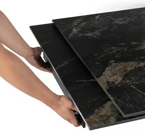 Stół Rozkładany Prostokątny IBIZA 160-240 cm Ceramiczny Czarny Marmur do Jadalni Nowoczesny Loft