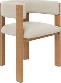 Zestaw 6 pikowanych krzeseł jadalnianych - z tkaniny flanelowej - nogi żelazne w wyglądzie drewna - beżowy + Naturalny