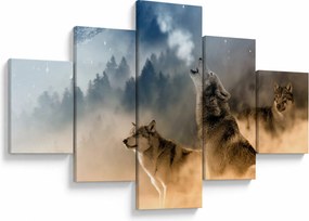 Obraz - wilki wyjące do księżyca (125x70 cm)
