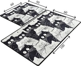 Czarne/szare dywaniki łazienkowe zestaw 2 szt. 60x100 cm White Cats – Foutastic