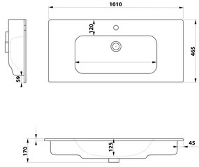 Biała ceramiczna umywalka 101x46,5 cm Piedra – Sapho