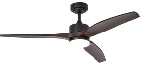 Czarny Wentylator sufitowy z lampą z nadrukiem drewna 132 cm z LED ściemnialny z pilotem - Joly Nowoczesny Oswietlenie wewnetrzne
