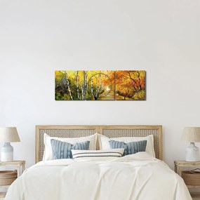 Obraz - Romantyczna aleja wzdłuż wody, obraz olejny (z zegarem) (90x30 cm)