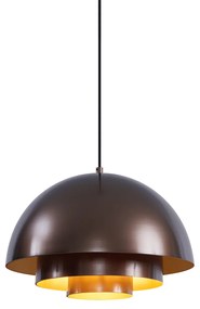 Skandynawska lampa wisząca ciemny brąz ze złotym wnętrzem - Loes