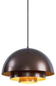 Skandynawska lampa wisząca ciemny brąz ze złotym wnętrzem - LoesSkandynawski Oswietlenie wewnetrzne