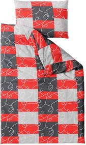 PrzytulneMieszkanie.pl PrzytulneMieszkanie.pl Bawełniana pościel SQUARES BLEND czerwona Rozmiar pościeli: 70 x 90 cm | 140 x 200 cm