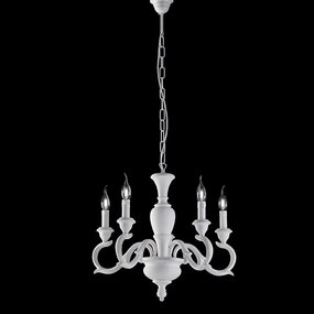 Fiorenza Shabby White Wooden Chandelier 5 Lights 110 Ø50 BL172-5-BCO