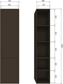 Ciemnobrązowa szafka modułowa z litego drewna sosnowego 55x215 cm Meggy – WOOOD