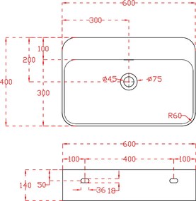 Umywalka ścienna nablatowa TWG201