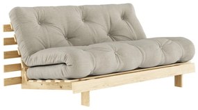 Szarobeżowa lniana rozkładana sofa 160 cm Roots – Karup Design