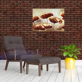Obraz na szkle czerwonych kwiatów (70x50 cm)