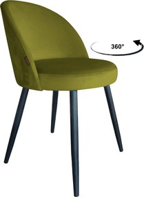 Krzesło TRIX tkanina Welur noga metalowa : Kolor nogi - Czarna stożek, Kolor tkaniny - VELVET - BL75, Typ siedziska - Siedzisko obrotowe 360°