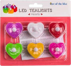 LED świeczki tealight w kształcie serca HEARTS, zestaw 6 szt.
