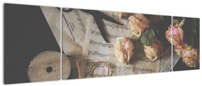 Obraz nut i róż (170x50 cm)