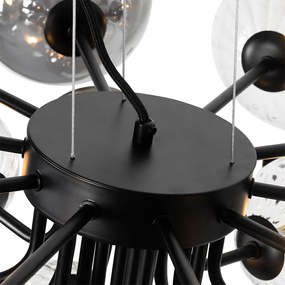 Lampa wisząca czarna z dymionym i przezroczystym szkłem 13-świateł - Bonnie