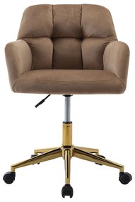 Krzesło biurowe - Welur - Beżowy i złoty - Regulowana wysokość - PEGA Pascala Morabito