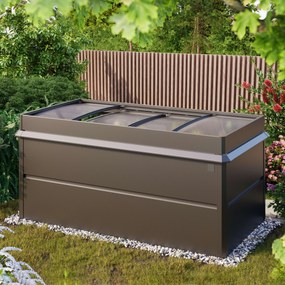 PRIMEYARD 200 x 100 x 77 cm Grządka podwyższona, stal, Antracyt metaliczny, z ochroną przed ślimakami i inspektem ogrodowym - (GFPV00774)