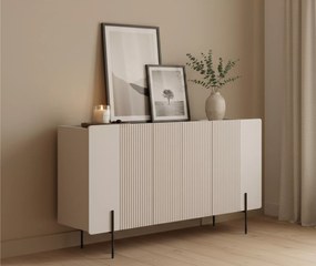 Komoda Malmi 150 cm - kaszmir / crema bianca / czarne nóżki