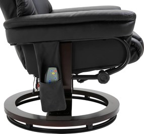 HOMCOM Fotel do masażu z podnóżkiem fotel relaksacyjny nachylenie 145° czarny 79 x 82 x 101 cm