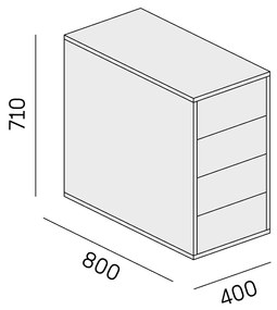 PLAN Kontener biurowy BLOCK Wood, 4 szuflady