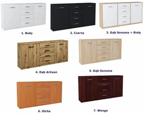 Długa komoda z szufladami i drzwiczkami dąb artisan H3-E59