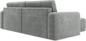 Szary rozkładany/ze schowkiem narożnik z tkaniny szenilowej (lewostronny/z szezlongiem) Kona – Makamii