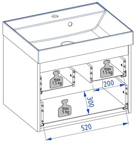 Szafka pod umywalkę HARMO 60 cm szaro-zielony półmat KROFAM