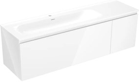 Mexen Orio szafka łazienkowa 160 cm z umywalką Vela lewą, 1S, 1D, biała połysk - 91A13-16047-3-BBFF00-W23L00
