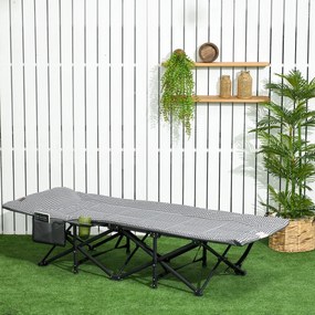 Outsunny Łóżko kempingowe z torbą i uchwytem na kubek Wygodny leżak na camping Czarny | Aosom PL