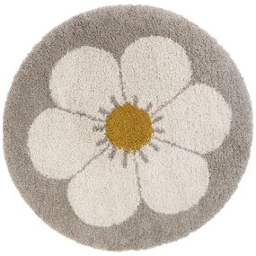 Jasnoszaro-kremowy dywan dziecięcy ø 120 cm Bohemian Daisy – Nattiot