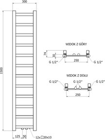 Mexen Bolt grzejnik łazienkowy 1500 x 300 mm, 295 W, biały - W126-1500-300-00-20