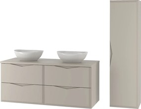 Kaszmirowy Zestaw Łazienkowy 120cm Szafka z Blatem Umywalka Słupek Delica