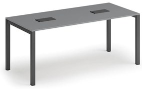 Stół konferencyjny PRIMO SQUARE, 180x80 cm, grafit + 2x port blatowy TYP II, czarny