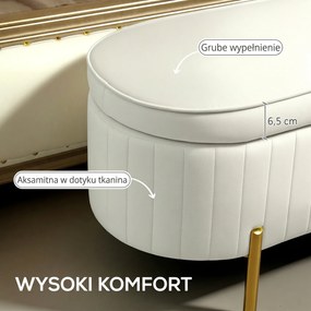 HOMCOM Ławka z klapą i schowkiem, materiał pokryty, metal, Kremowy + Złoty