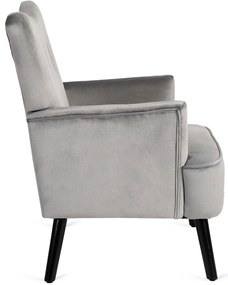 Fotel Uszak Wypoczynkowy BUNNY Szary Welurowy Nowoczesny Loft