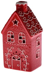 Domek ceramiczny z diodami LED, 11,4 x 20,5 x 9,1cm, czerwony piernik