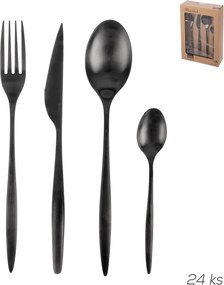 Czarne sztućce ze stali nierdzewnej 24 szt. – Orion