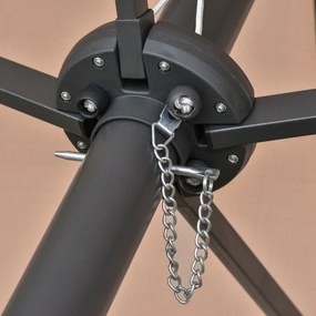 Outsunny duży parasol podwójny parasol oświetlenie LED owalny kolor khaki ze stalową ramą 440 cm x 260 cm parasol ogrodowy parasol na targ na taras z korbką ręczną