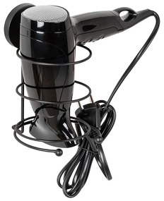 Czarny uchwyt ścienny na suszarkę do włosów Wenko Vacuum-Loc® Milazzo