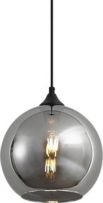 Lampa wisząca Art Deco czarna z przydymionym szkłem - Wallace