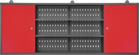 Ścienna szafka narzędziowa do warsztatu Leo 160x20x60 cm antracyt/czerwony