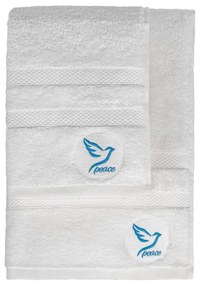 Białe bawełniane ręczniki zestaw 2 szt. frotte Peace – Foutastic