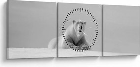 Obraz - Niedźwiedź polarny (z zegarem) (90x30 cm)