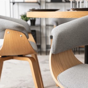 Krzesło Tapicerowane z Drewna Giętego GARY 2 Szare/Dąb Złoty Nowoczesne Loft