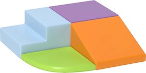 HOMCOM Zestaw miękkich klocków dla dzieci, zabawki do wspinania i pełzania, miękki materiał skóropodobny, pianka EPE, wielobarwny