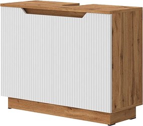 Szafka pod umywalkę dąb/białe paski 79.6x32x62.1 lotta