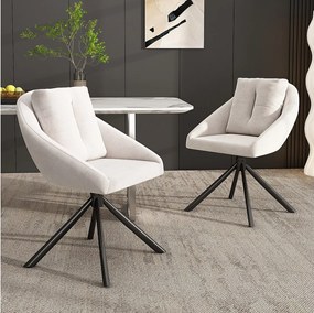 Zestaw 2 krzeseł do jadalni z aksamitu - 79 x 51,5 x 51,5 cm - Eleganckie i wygodne obrotowe - z poduszkami - beżowe