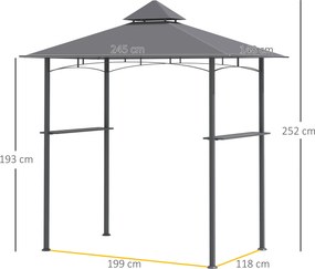Outsunny pawilon grillowy z podwójnym dachem hamujący płomienie szary 245x148x255 cm Aosom PL