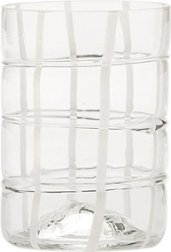 Zafferano Twiddle - zestaw 6 przezroczystych szklanek dmuchanych, 35 cl - ręcznie robione szklanki z białym zdobieniem, można myć w zmywarce